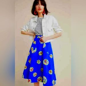 Blue floral Anthropologie A-line skirt, size 16